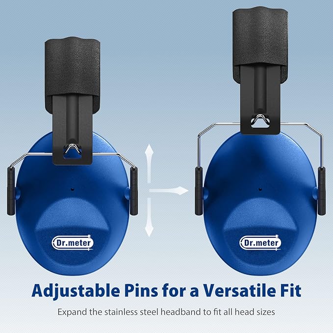 Dr.meter Ear Muffs for Noise Reduction: SNR27.4 Noise Cancelling Headphones for Kids with Adjustable Headband, Hearing Protection Earmuffs for Monster Truck, Fireworks and Kids Autism, Dark Blue