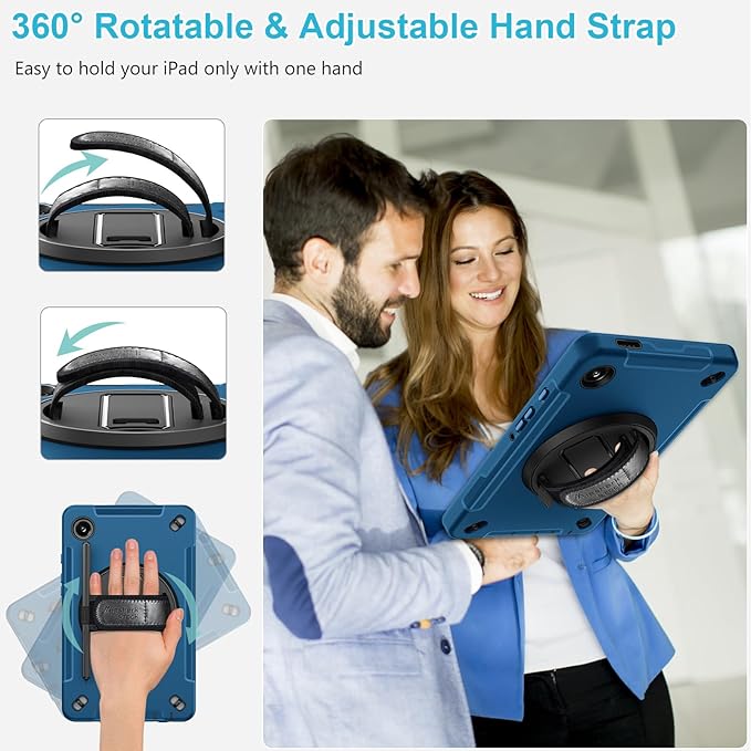 Case for Galaxy Tab A9 Plus 5G 2023: Heavy Duty TPU Cover for Samsung Tablet A9+ 11 Inch with Screen Protector- Stand - Handle - Shoulder Strap -S-Pen Holder- Blue