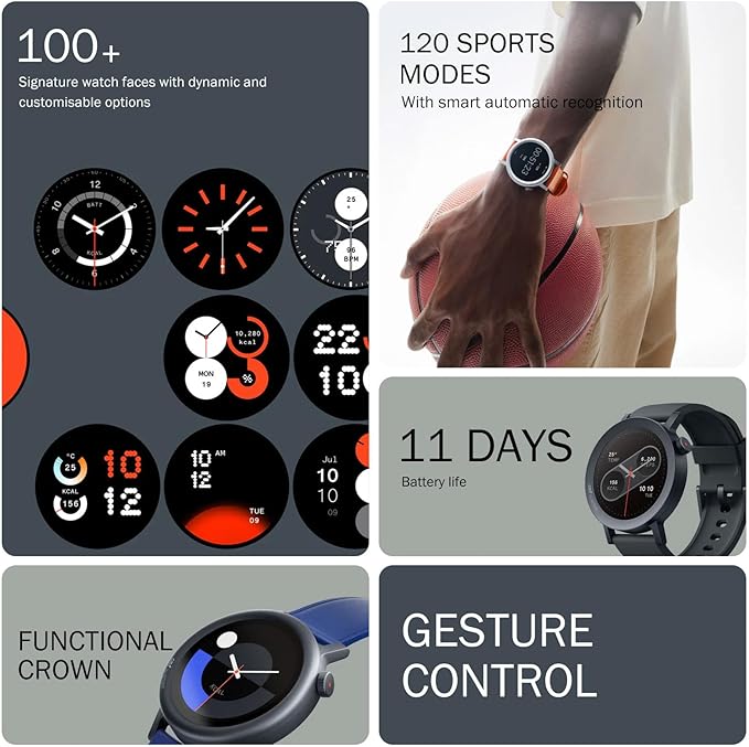 CMF Watch Pro 2 Smartwatch for Men Women, Fitness Tracker with Heart Rate, 1.32" SpO₂ Monitoring,120 Sports Model,Bluetooth Calls with AI Noise Reduction, IP68 Waterproof GPS for Android IOS Dark Grey