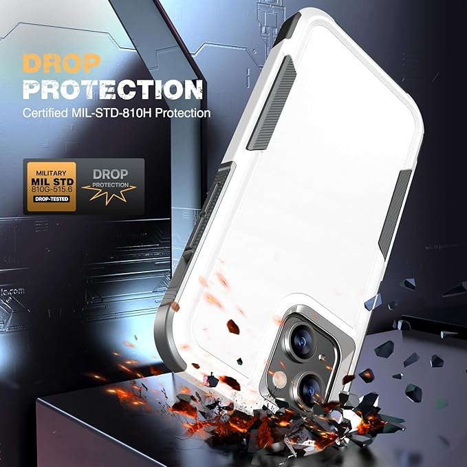 Diaclara Designed for iPhone 15 Plus Case, [with Privacy Screen Protector] [Anti Spy] [Military Grade Drop Protection] Heavy Duty Full-Body Shockproof Phone Case, White