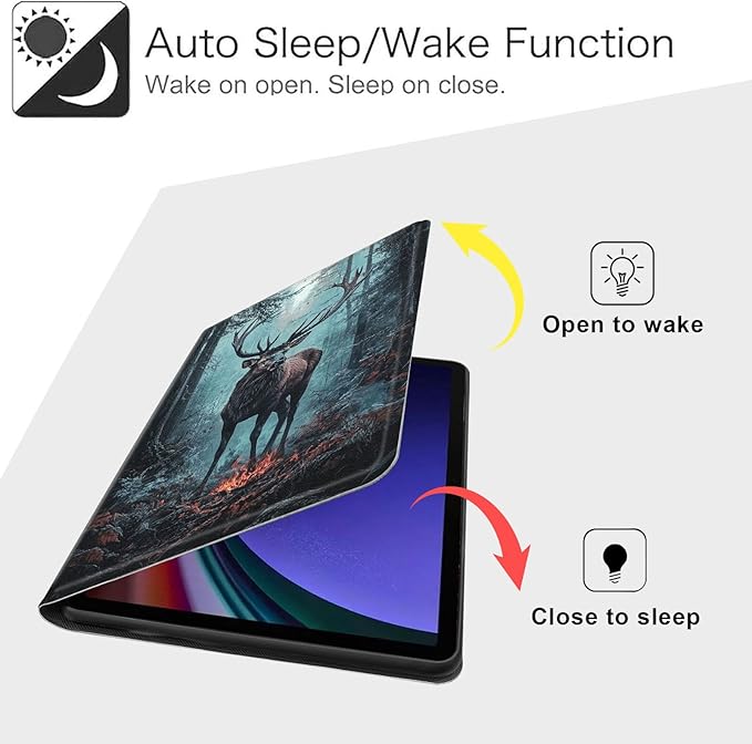 Case for Samsung Galaxy Tab S10 FE/ S9 FE 5G 10.9 Inch/Tab S9 11 Inch, Slim PU Leather Stand Cover with Auto Wake/Sleep, Multi-Angle Viewing & Shockproof, Enormous Stag