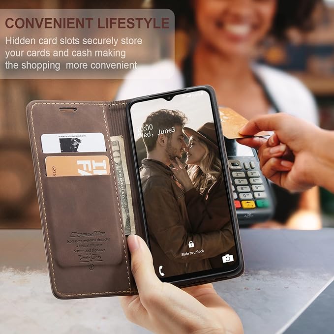 for Samsung Galaxy A23 5G/4G Case, Flip Wallet Leather Case with Card Holder Magnetic Closure Shockproof Kickstand Protective Phone Cases Cover for Samsung A23,Coffee