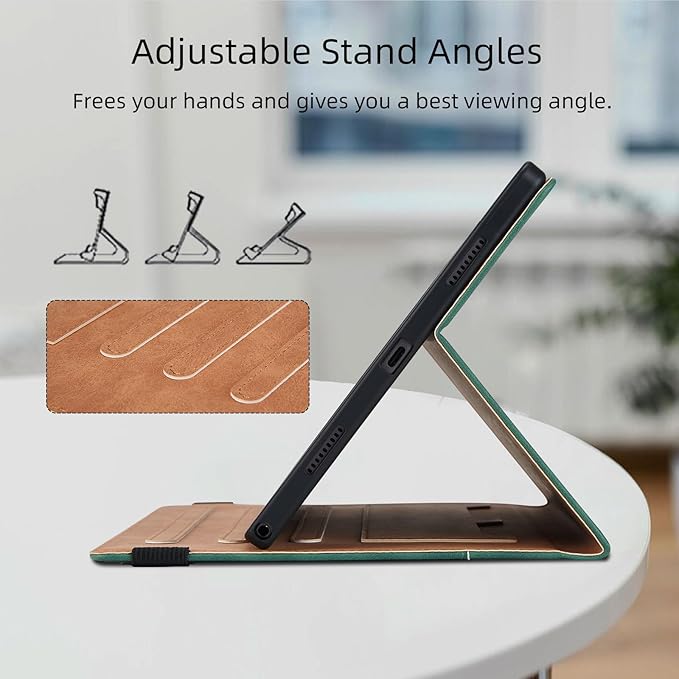 Case for Samsung Galaxy Tab A 10.1 2019 (SM-T510/T515) Multi-Angle Viewing Smart Cover with Pocket, Business PU Leather with Card Slot for Galaxy Tab A 10.1 Inch 2019 Tablet, Green