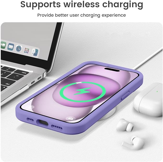 Vooii Compatible with iPhone 15 Case, Upgrade Defender Liquid Silicone, [Enhanced Camera Protection] [Soft Anti-Scratch Microfiber Lining] Shockproof Phone Case for iPhone 15 6.1 inch - Iris