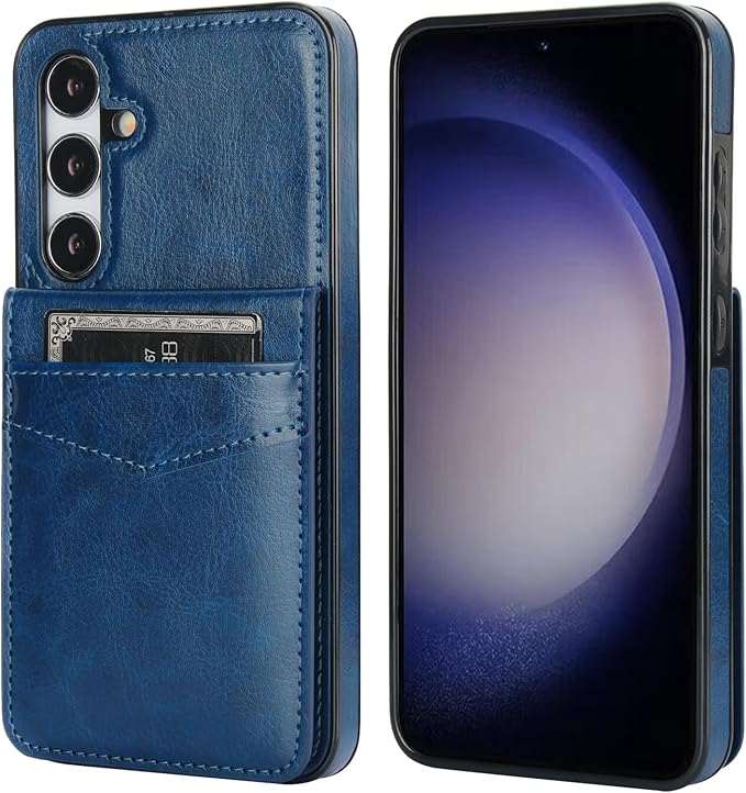 KIHUWEY for Samsung Galaxy S24 Plus Case Wallet with Credit Card Holder, Flip Premium Leather Magnetic Clasp Kickstand Heavy Duty Protective Cover for Samsung Galaxy S24 Plus 6.7" (Blue)
