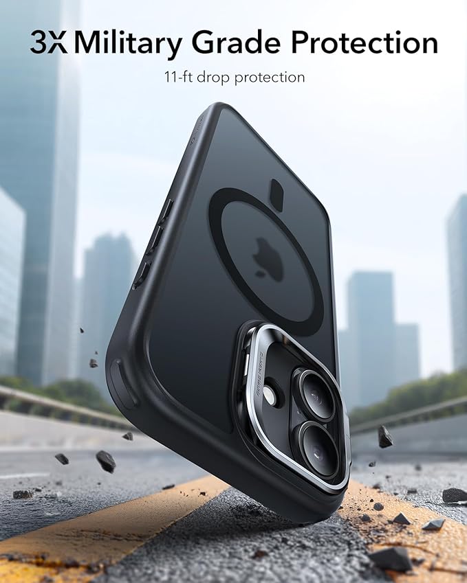 ESR for iPhone 17 Case with Stand, Camera Control Cover Compatible with MagSafe, Military-Grade Drop Protection Magnetic Phone Case for iPhone 17, Scratch-Resistant Back Cover,Frosted Black