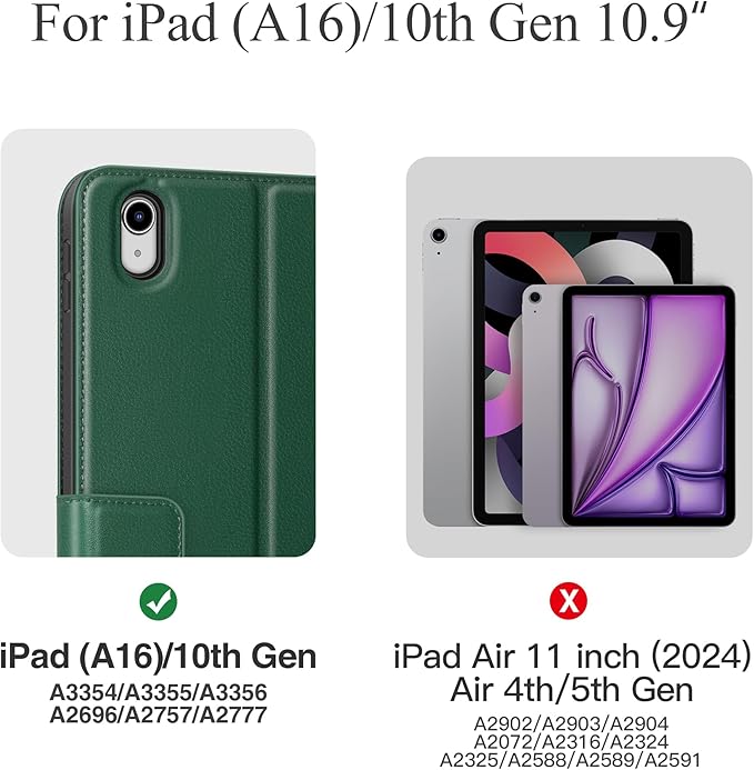 auaua Case for iPad (A16) 11th Generation 11 Inch 2025, iPad 10th Generation 10.9 Inch 2022, with Pencil Holder and Pocket, Typing Angle Muti-Stand Magnetic Closure Auto Sleep/Wake (Green)