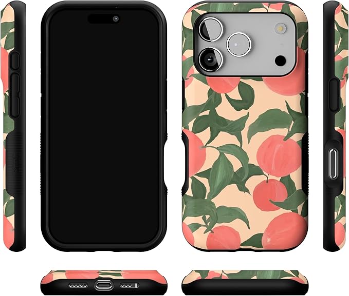 Casely iPhone 17 Pro Case | Feeling Peachy | Blush Vines | Bold Protective Design | Compatible with MagSafe