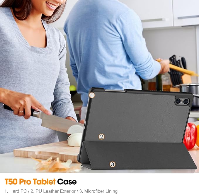 Case for TECLAST T50 Pro 11 inch Tablet, Folding Folio Ultra-Thin PU Leather Stand Case Cover for Teclast T50 Pro Gray