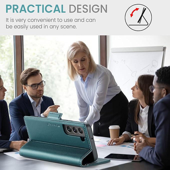 AUPAI for Samsung Galaxy S22 Plus Wallet Case with Credit Card Holder, PU Leather RFID Blocking Folio Flip Kickstand Magnetic Clasp Protective Phone Cover for Women Men Cyan