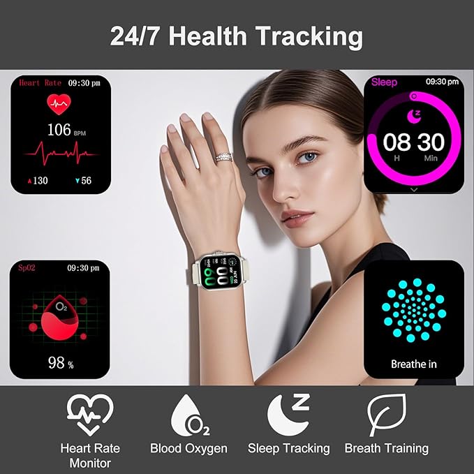 Smart Watches for Women Men Fitness Tracker Watch 2.04 HD Screen Sport Watch with ChatGpt AI Voice 3 Bands Step Counter 24/7 Heart Rate Sleep Monitor Smartwatch for Android iOS (Silver)
