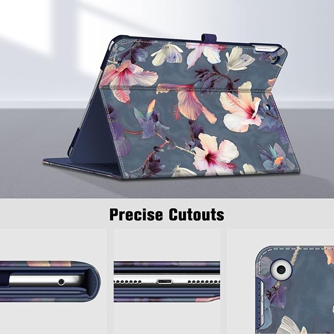 Fintie Case for iPad 9th / 8th / 7th Generation (2021/2020/2019) 10.2 Inch - [Corner Protection] Multi-Angle Viewing Stand Cover with Pocket & Pencil Holder, Auto Sleep Wake, Blooming Hibiscus