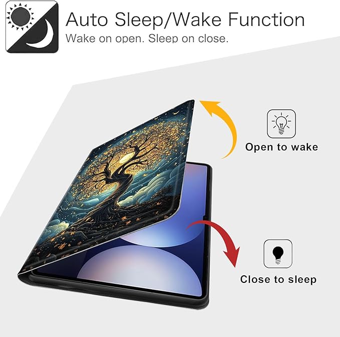 Case for Samsung Galaxy Tab S10 Plus/ S9 FE Plus/ S9 Plus 5G Tablet 12.4'', Slim PU Leather Stand Cover with Auto Wake/Sleep, Multi-Angle Viewing & Shockproof, Glowing Tree