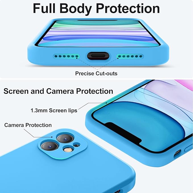 Vooii Compatible with iPhone 11 Case, Upgraded Liquid Silicone with [Flat Edges] [Camera Protection] [Soft Anti-Scratch Microfiber Lining] Phone Case for iPhone 11 6.1 inch - Blue