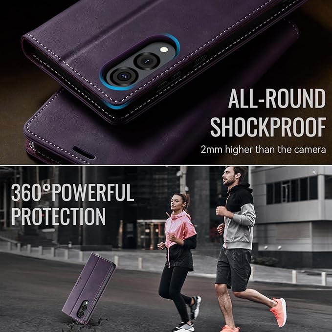 Wallet Case for Samsung Galaxy S25 Edge Leather Wallet Flip Cover with Card Holder, Kickstand, Magnetic Closure, RFID Blocking TPU Shockproof Phone Case Compatible with S25 Edge, Purple