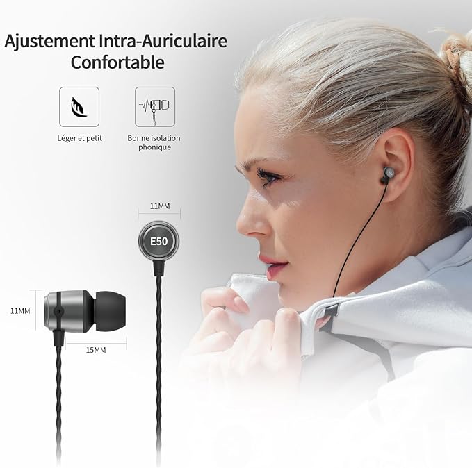 SoundMAGIC E50 Wired Earbuds No Microphone in Ear Monitor HiFi Earphones Noise Isolating Headphones Comfortable Fit Gunmetal