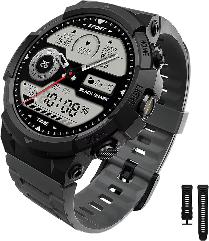 Black Shark GS3 Sport Smartwatch, 1.43" AMOLED Display, ENC Bluetooth Call, 18-Day Battery Life, 50m Water Resistance, GPS, Fitness Tracker, 120+ Sports Modes, Health Monitoring, Mist Black