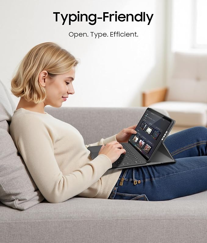 Fintie Protective Case for Microsoft Surface Pro 12 Inch (2025), Multi-Angle Viewing Portfolio Business TPU Back Cover with Pocket & Stylus Holder, Compatible with Type Cover Keyboard (Gray)