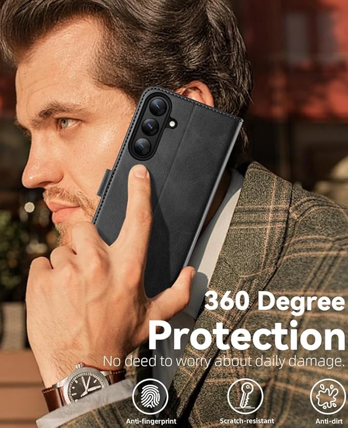 OCASE Compatible with Galaxy S25 FE Wallet Case, PU Leather Flip Folio Case with Card Holders RFID Blocking Kickstand [Shockproof TPU Inner Shell] Protective Phone Cover 2025, Graphite