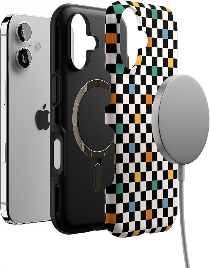 Casely iPhone 17 Case | Old Skool | Retro Checkerboard | Bold Protective Design | Compatible with MagSafe