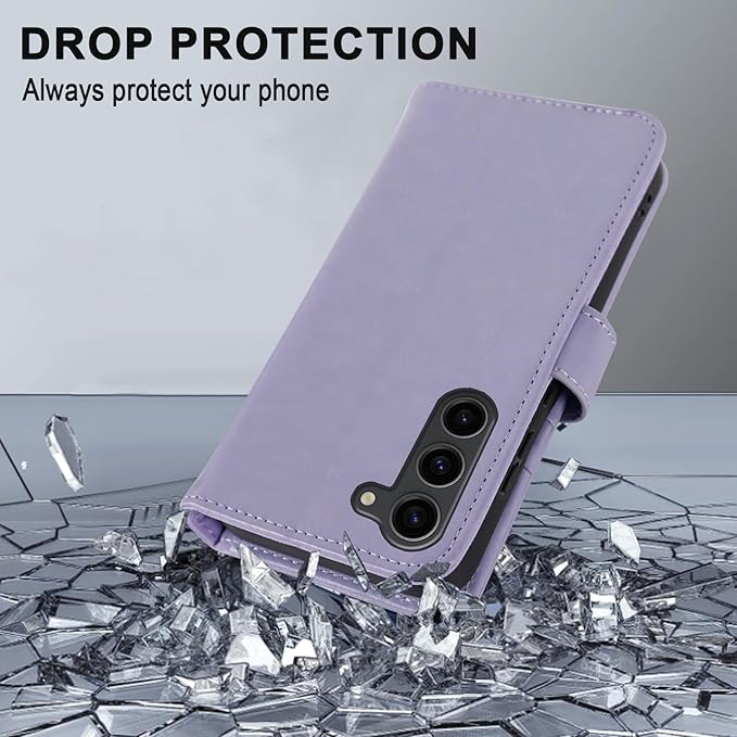 MONASAY Wallet Case Compatible for Galaxy S23+Plus 5G,[RFID Blocking] Flip Folio Leather Cell Phone Cover with Credit Card Holder，6.6 inch, Lavenders