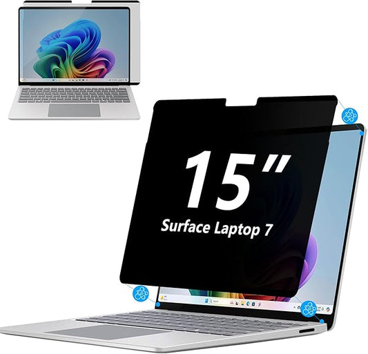Megoo Privacy Screen Protector for Surface Laptop 7 15 Inch, Anti-Spy, Anti-Glare, Blue Light & UV Blocking, Magnetic Nano Technology, Removable Design
