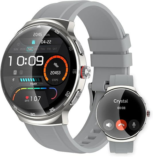 Smart Watches for Men Women, 1.43" AMOLED Fitness Tracker, Make/Answer Calls Digital Waterproof Smartwatch, 150+ Sports Mode, Heart Rate/SpO2/Sleep Monitor, Android & iOS Compatible, 2 Bands