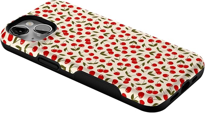 Casely iPhone 14 Case | Cherry on Top | Red Cherries Floral | Compatible with MagSafe | Bold Protective Design