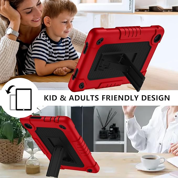 for TCL Tab 8 LE Tablet Case,Shoulder Strap Soft Silicone&Hard Back Shockproof Kids Friendly Case for TCL Tab 8 LE/TCL Tab 8 WiFi/TCL TAB 8V/TCL Tab 8 SE/TCL Tab 8 Plus 8 Inch(Red/Black)