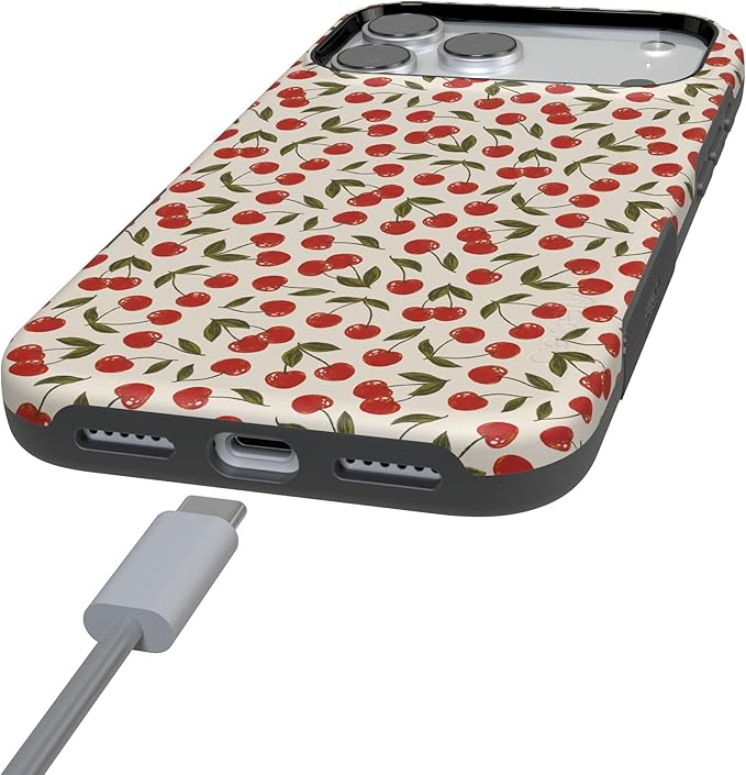 Casely iPhone 17 Pro Case | Cherry on Top | Red Cherries | Compatible with MagSafe | Bold Protective Design