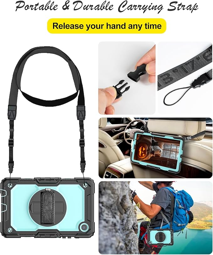 Case for Samsung Galaxy Tab A7 Lite 8.7-inch 2021 (SM-T220/T225), Protective with Screen Protector/Hand Strap/Pen Holder, Sturdy Shockproof for Samsung A7 Lite Tablet Case (SkyBlue)