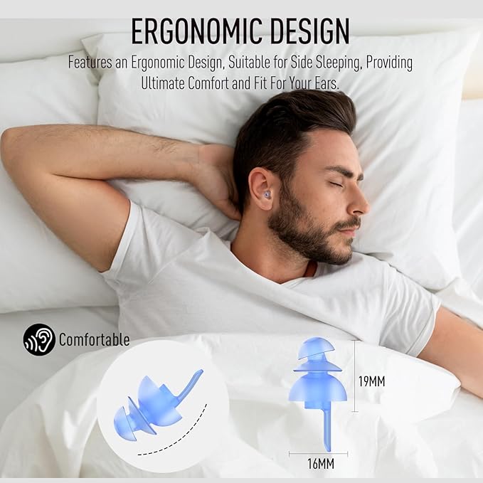 Hearprotek Sleeping Ear Plugs,2 Pairs Ear Plugs (32db & 30db) Ultra Soft Noise Reduction and Hearing Protection earplugs for Side Sleepers, snoring, Travel, Working, Study, Safety