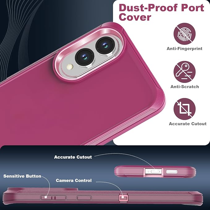 Designed for Samsung Galaxy S25 Edge Case [with Privacy Screen Protector] 3-Layer Full Body Protection Rugged Shockproof Heavy Duty Phone Case Cover, Purple/Pink