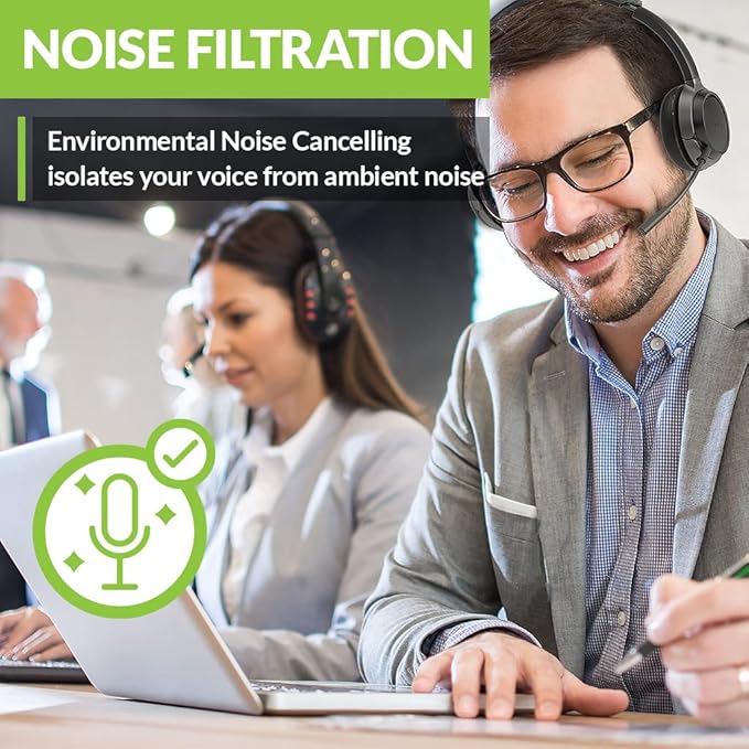 Avantree Alto 8060 aptX HD Bluetooth Headset with Smart Noise Canceling Microphone for Clear Calls even at noisy places. Sidetone Support, Wireless USB Adapter for Easy Connection with Computer Laptop