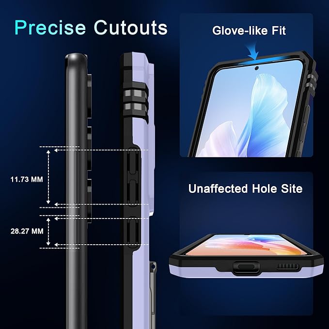 DEERLAMN Case for Samsung Galaxy S24 FE 6.7-Inch with Slide Camera Cover+Screen Protector(1 Pack), Rotated Ring Kickstand Military Grade Shockproof Protective Cover-Light Purple