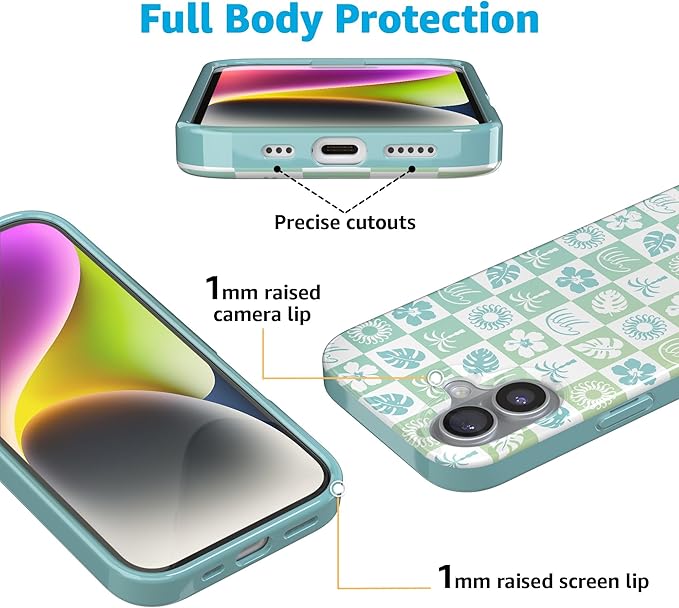 Casely iPhone 17 Case | Coastal Checkers | Pura Vida | Compatible with MagSafe | Classic Ultra Slim Design