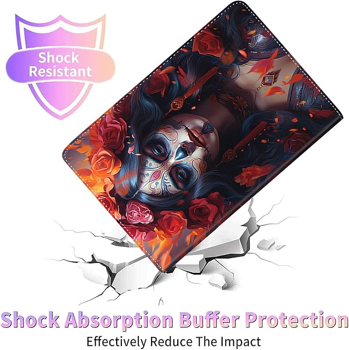 Case for Galaxy Tab A9 Plus ， Auto Sleep/Wake Multi-Angle Viewing Slim Folio Stand Cover for Samsung Galaxy Tab A9+/A9 Plus 11 Inch 2023 (SM-X210/X216/X218), Sugar Skull Girl