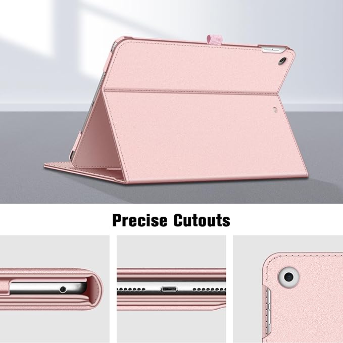 Fintie Case for iPad 9th / 8th / 7th Generation (2021/2020/2019) 10.2 Inch - [Corner Protection] Multi-Angle Viewing Stand Cover with Pocket & Pencil Holder, Auto Sleep Wake, Rose Gold