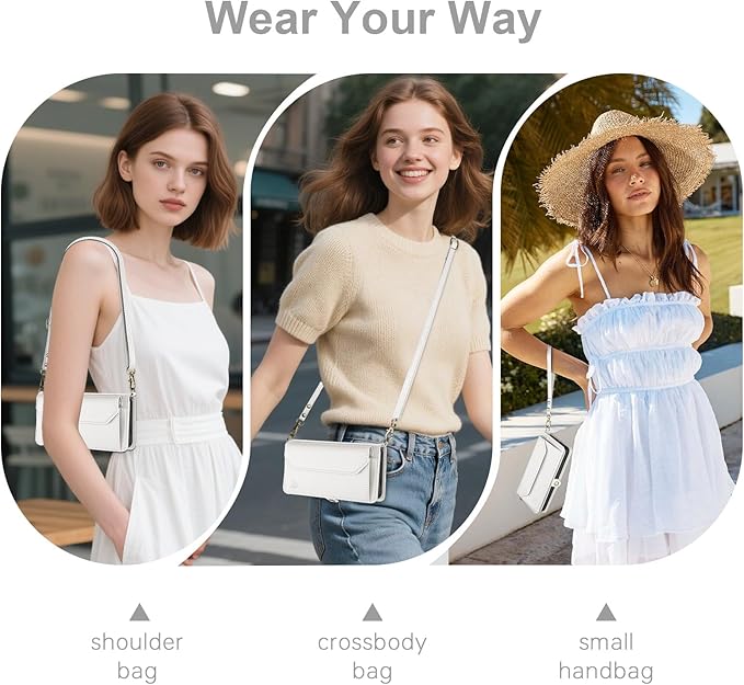 DJBull for Samsung Galaxy S25 Wallet Case with Card Holder, Shoulder and Wristlet Straps, Soft PU Leather, Magnetic Snap, Flip Phone Case for Women Men for Samsung S25 White