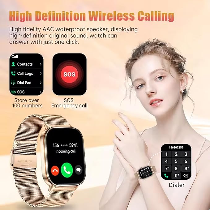 LAKEYLOYI Smart Watches for Men Women Answer Make Calls HD Smartwatch for iOS Android Phones Activity Fitness Tracker Smartwatches with Heart Rate/Sleep Monitor Pedometer Waterproof,Black (Gold)