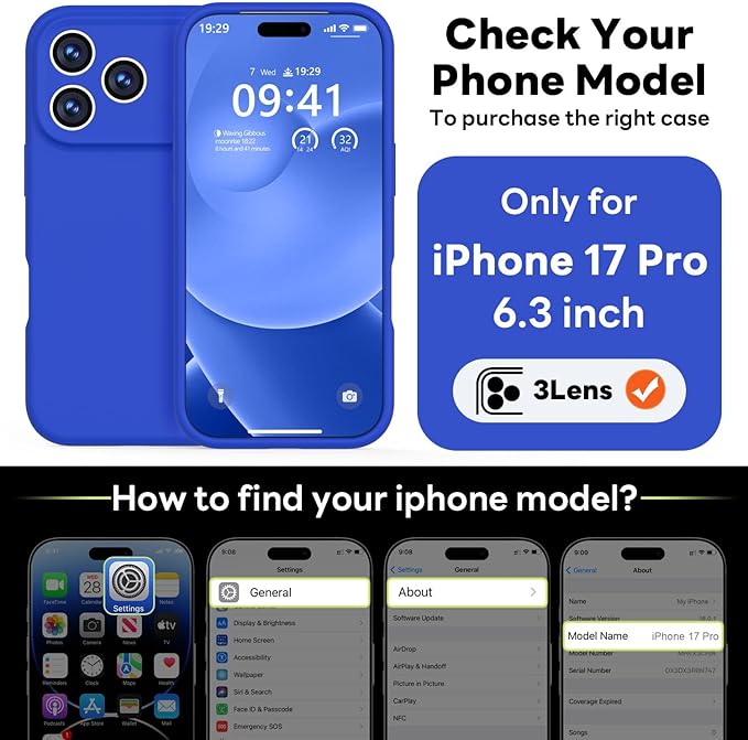 Vooii Magnetic Compatible with iPhone 17 Pro Case (Compatible with Magsafe) (Upgraded Camera Protection) Liquid Silicone Shockproof Full Body Protective Phone Cover for Women Men, Klein Blue, 6.3”