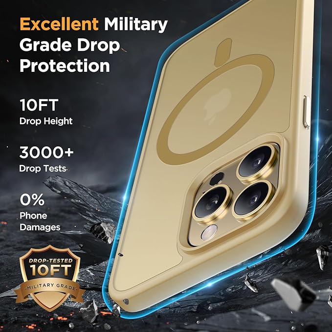 Miracase Magnetic for iPhone 13 Pro Max Case 6.7 inch (Compatible with MagSafe)（with 2X Screen Protectors） Military-Grade Protection, Anti-Fingerprint Translucent Matte Phone Case Cover, Light Yellow