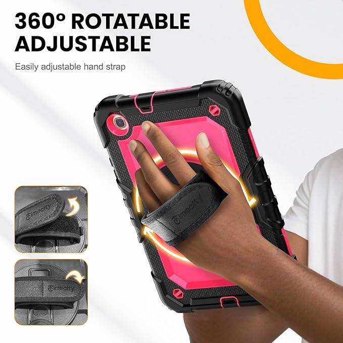 Timecity Case for Galaxy Tab A 8.4 Inch 2020, SM-T307 Case, with Stylus Holder Screen Protector/Swivel Stand/Hand Strap/Shoulder Strap, Heavy Duty Protective Tablet Case for SM-T307U- Rose