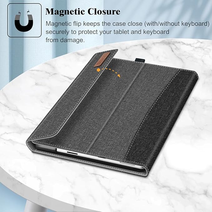 Fintie Case for 13 Inch Microsoft Surface Pro 11/10/9 - Multiple Angle Viewing Portfolio Business Cover with Pocket & Stylus Holder, Compatible with Type Cover Keyboard, Gray