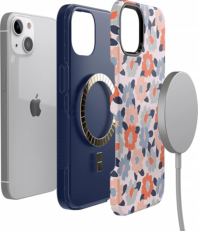 Casely iPhone 14 Case | Field of Flowers | Pastel Floral | Compatible with MagSafe | Bold Protective Design