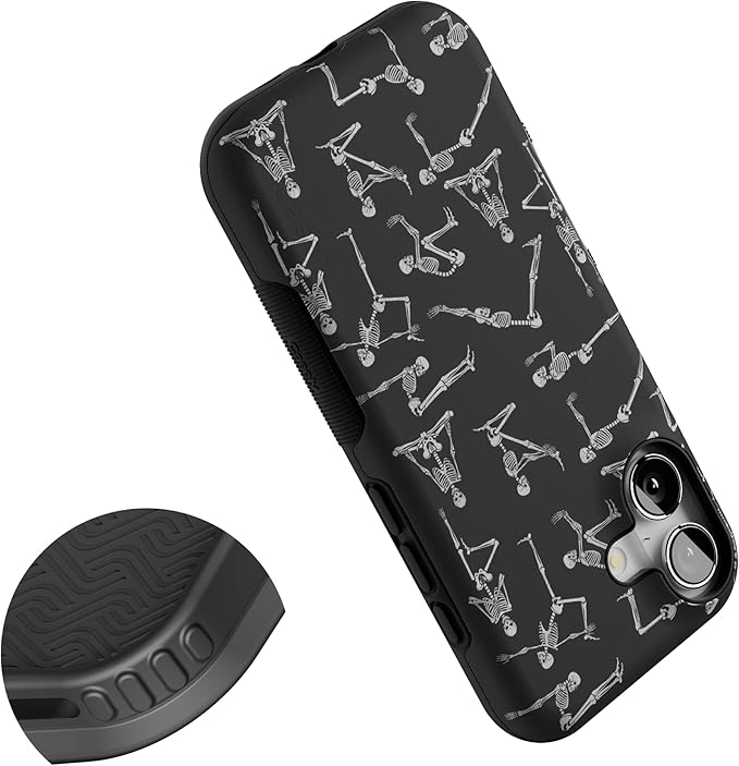 Casely iPhone 17 Case | Corpse Pose | Skeleton Yoga | Bold Protective Design | Compatible with MagSafe