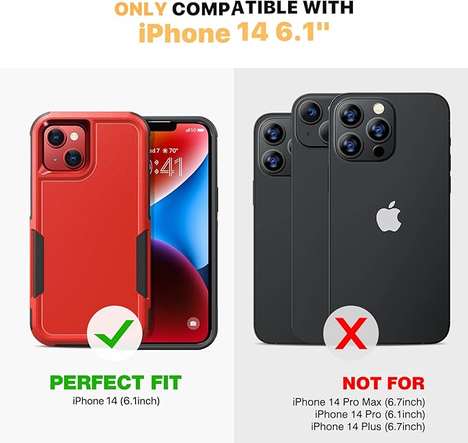 Diaclara Designed for iPhone 14 Case, [with Privacy Screen Protector] [Anti Spy] [Military Grade Drop Protection] Heavy Duty Full-Body Shockproof Phone Case, Red