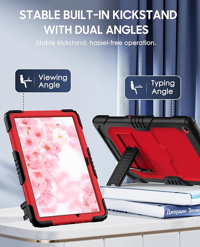 OKP Case for New Samsung Galaxy Tab A9+/ A9 Plus 11 Inch 2023 (SM-X210/X216/X218), Heavy Duty Shockproof Rugged 11" Galaxy A9+ Tablet Protective Cover with Kickstand for Kids Boys Girls, Black+Red