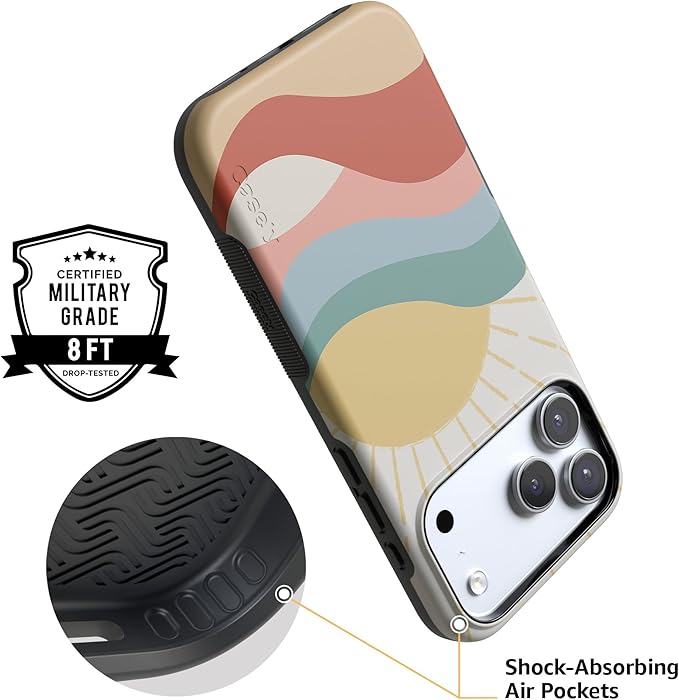 Casely iPhone 17 Pro Case | Here Comes The Sun | Colorblock Sunset | Compatible with MagSafe | Bold Protective Design