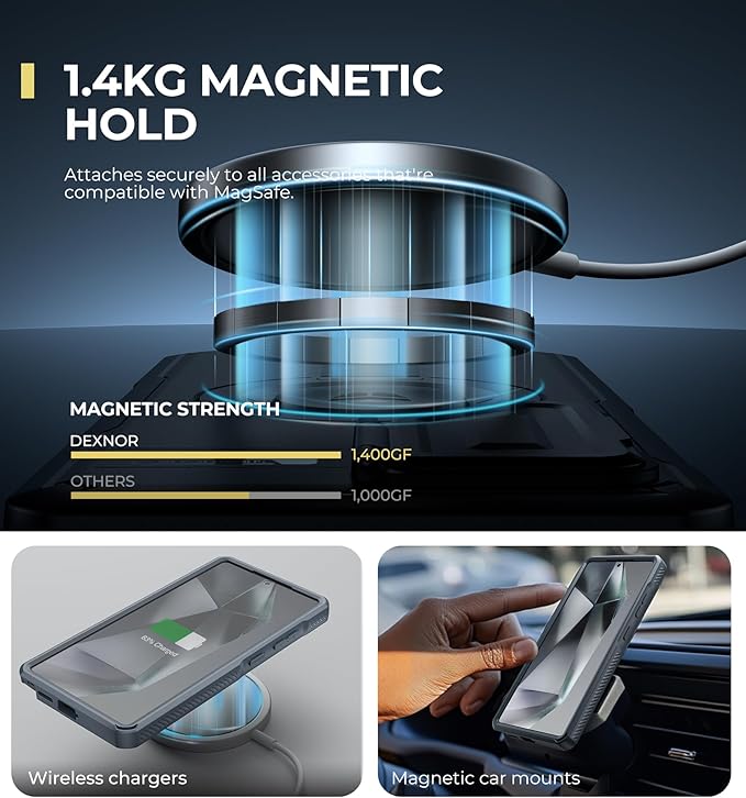 Dexnor for Samsung Galaxy S25 Ultra Case with Camera Cover & Adjustable Kickstand & Built-in Screen Protector, Magnetic Rugged Shockproof Bumper Cases Heavy-Duty Protective Cover (2025),Navy Blue